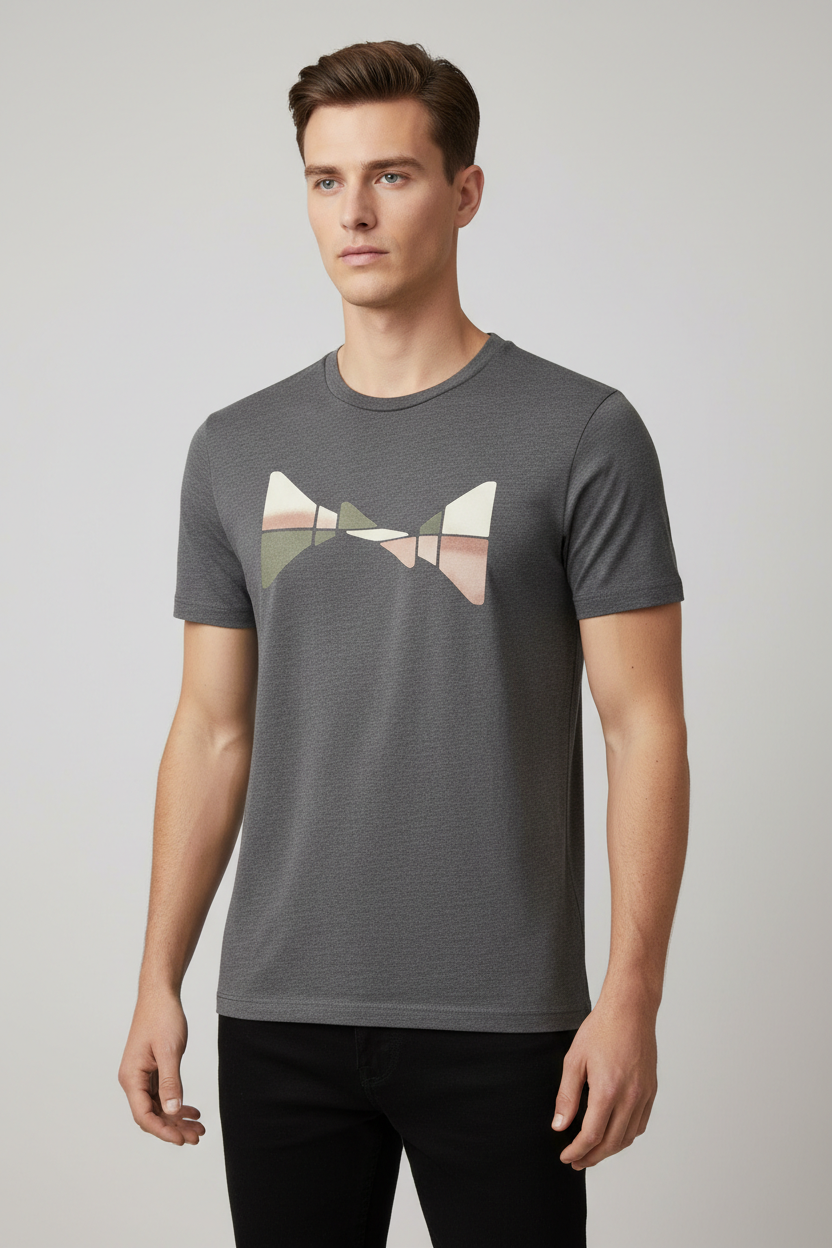 Artful men's round neck t-shirt