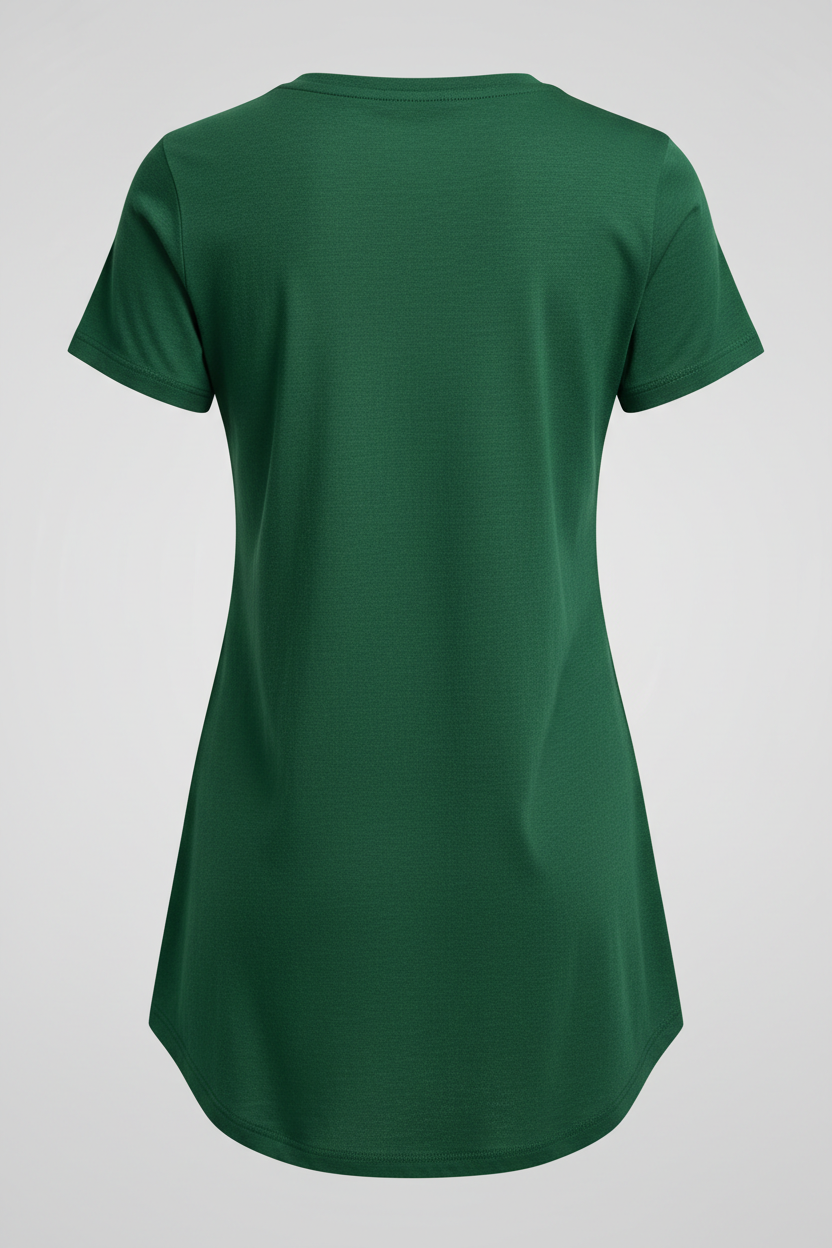 Green round neck t-shirt - back view